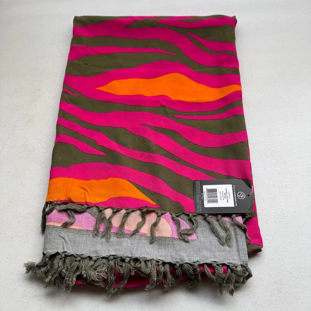 Zumba In The Wild Sarong Viscose Shocking Pink Zebra Printed Worn Multiple Ways - Picture 5 of 9